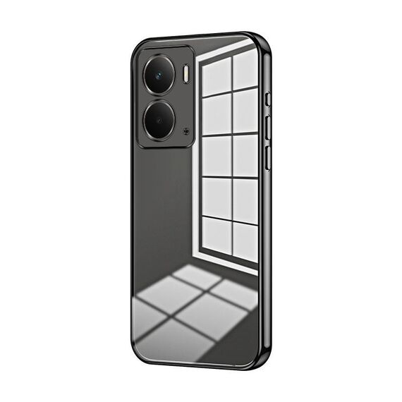 Per Realme Neo7x Custodia per telefono con foro sottile e placcatura trasparente (nero)