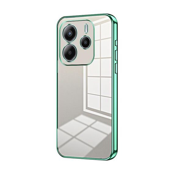 Per Redmi Note14 4G 163,25 mm Custodia per telefono con foro sottile e placcatura trasparente (verde)