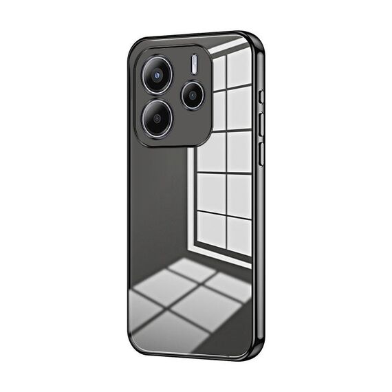 Per Redmi Note14 4G 163,25 mm Custodia per telefono con foro sottile e placcatura trasparente (nero)