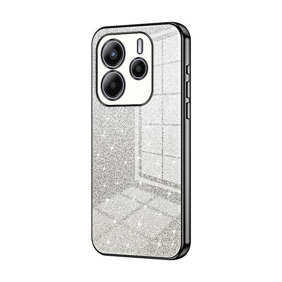 Per Redmi Note14 4G 163,25 mm Custodia per telefono elettrolitica con polvere glitterata sfumata (nero)