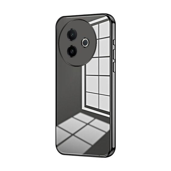 Per vivo Y300i Custodia per telefono con foro sottile e placcatura trasparente (nero)