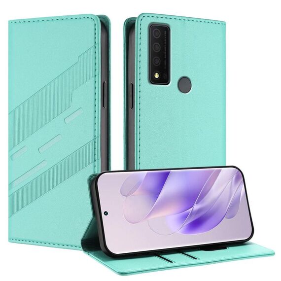 Per TCL 30 XE 5G Custodia per telefono in pelle retrò con portafoglio multifunzionale in rilievo (verde menta)