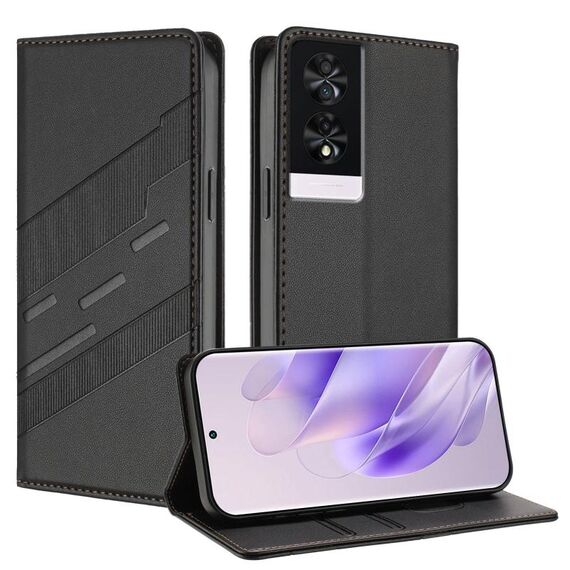 Per TCL 40 NxtPaper 4G Custodia per telefono in pelle retrò multifunzionale con portafoglio in rilievo (nero)