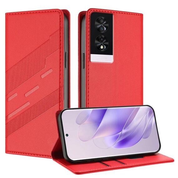 Per TCL 40 NxtPaper 4G Custodia per telefono in pelle retrò multifunzionale in rilievo (rosso)