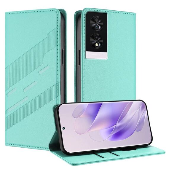 Per TCL 40 NxtPaper 4G Custodia per telefono in pelle retrò multifunzionale in rilievo (verde menta)