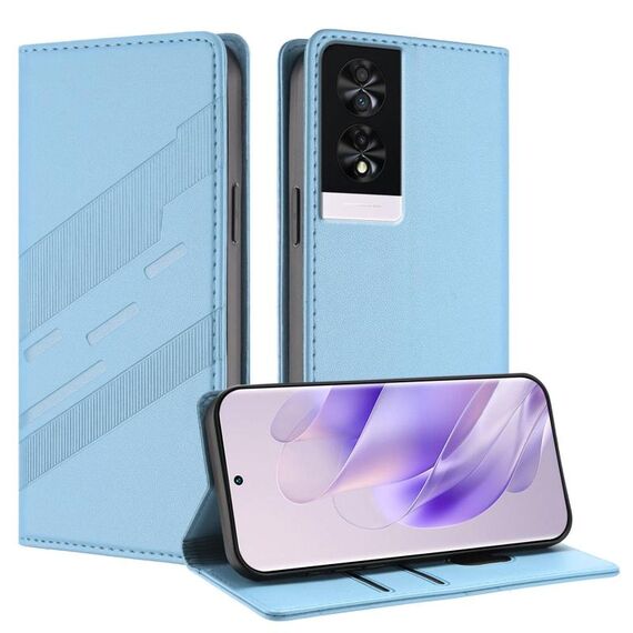 Per TCL 40 NxtPaper 4G Custodia per telefono in pelle retrò multifunzionale con portafoglio in rilievo (azzurro chiaro)