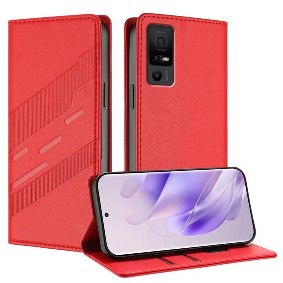 Per TCL 40 NxtPaper 5G Custodia per telefono in pelle retrò multifunzionale in rilievo (rosso)