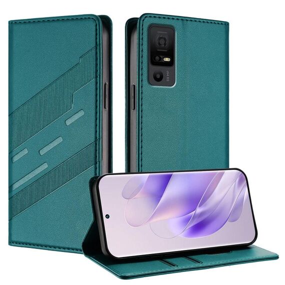 Per TCL 40 NxtPaper 5G Custodia per telefono in pelle retrò multifunzionale in rilievo (verde scuro)