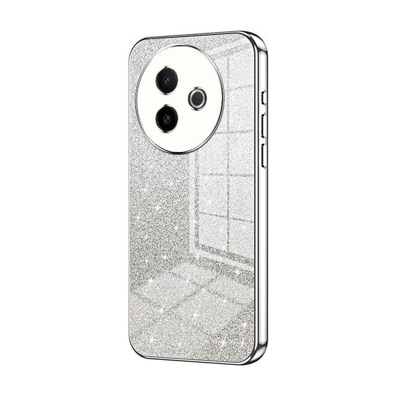 Per vivo Y300i Custodia per telefono elettrolitica con polvere glitterata sfumata (argento)
