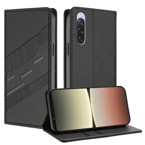 Per Sony Xperia 10 V 2023 Custodia per telefono in pelle retrò con portafoglio multifunzionale in rilievo (nero)