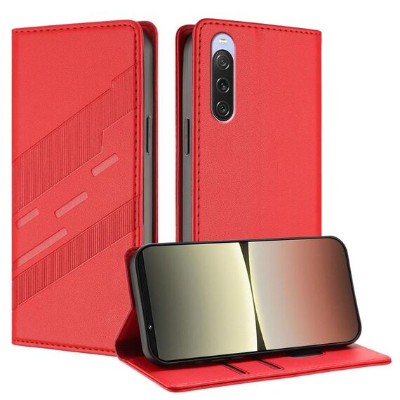 Per Sony Xperia 10 V 2023 Custodia per telefono in pelle retrò con portafoglio multifunzionale in rilievo (rosso)