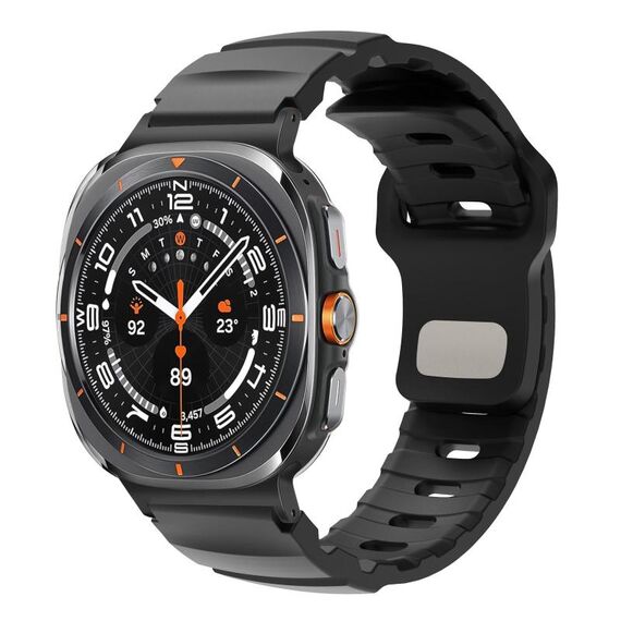 Per Samsung Galaxy Watch Ultra 47mm Nero Connettore Fibbia Inversa Cinturino Fluorogomma (Nero)