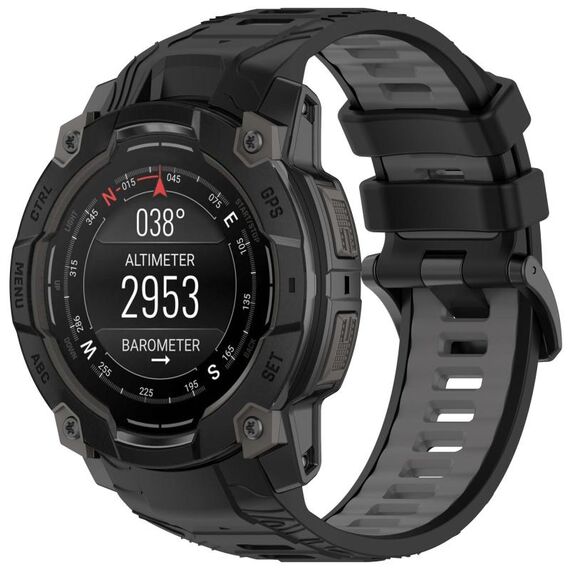 Per Garmin Instinct 3 AMOLED / Solar 50mm cinturino sportivo in silicone bicolore (nero + grigio)