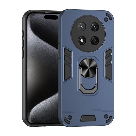 Per Honor X9c Custodia per telefono con supporto ad anello in metallo antiurto (blu)