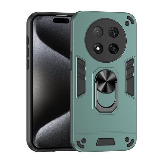 Per Honor X9c Custodia per telefono con supporto ad anello in metallo antiurto (verde)