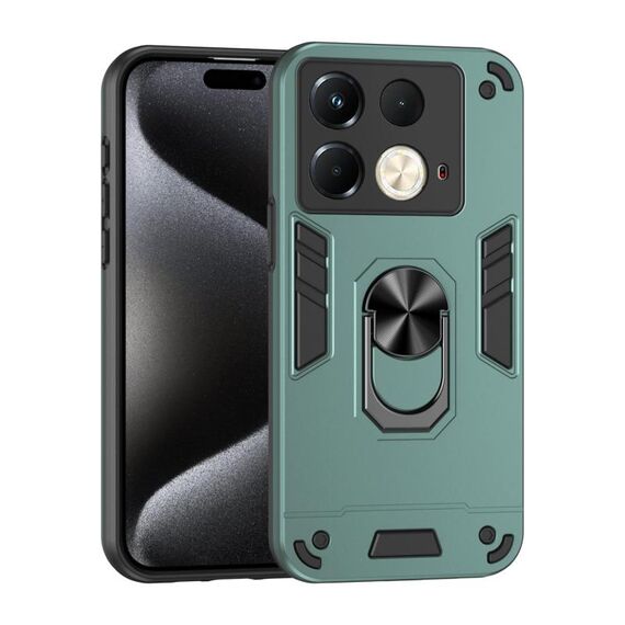 Per Infinix Note 40S Custodia per telefono con supporto ad anello in metallo antiurto (verde)