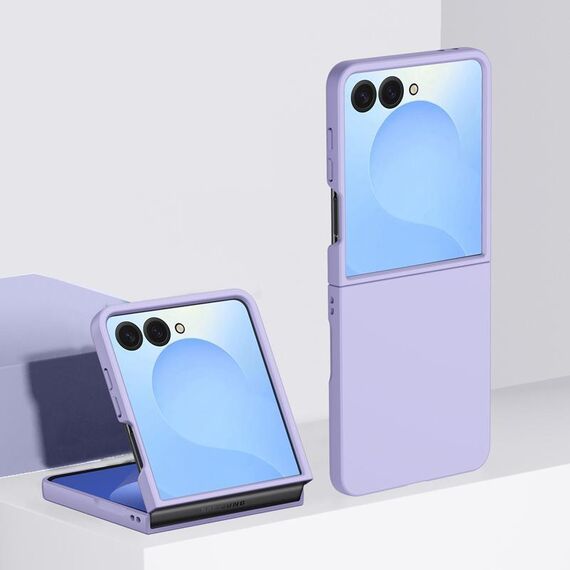 Per Samsung Galaxy Z Flip7 Custodia antiurto per PC con copertura totale in pelle e sensazione al tatto (viola Sakura)