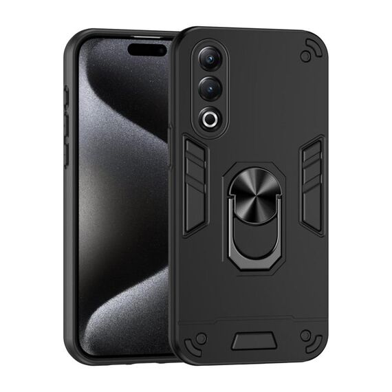 Per itel S25 Custodia per telefono con supporto ad anello in metallo antiurto (nero)