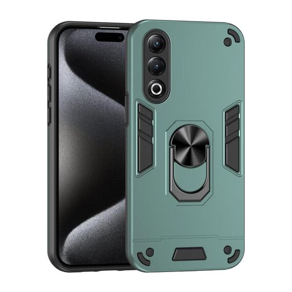 Per itel S25 Custodia per telefono con supporto ad anello in metallo antiurto (verde)