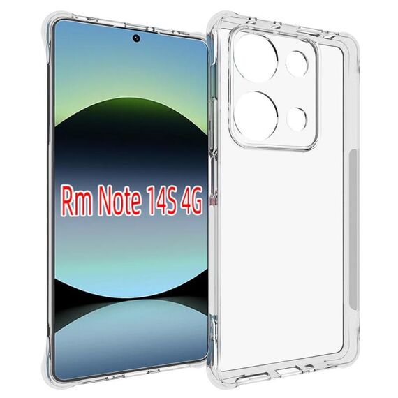Custodia in TPU antiurto antiscivolo e spessa per Redmi Note 14S 4G (trasparente)