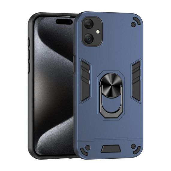 Per Samsung Galaxy A06 5G Custodia antiurto in metallo con supporto ad anello per telefono (blu)