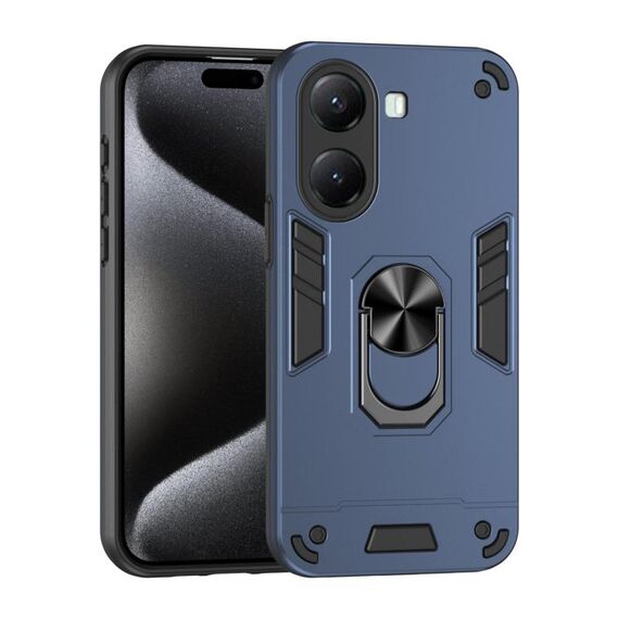 Per Xiaomi Poco X7 Pro Custodia antiurto in metallo con supporto ad anello per telefono (blu)