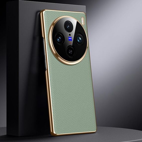 Per vivo X100 Custodia per telefono in vera pelle per PC (verde)