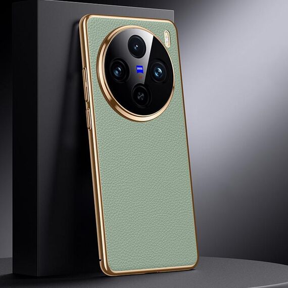Per vivo X100s Custodia per telefono in vera pelle per PC (verde)