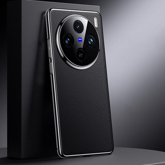 Per vivo X100s Custodia per telefono in vera pelle per PC (nero)