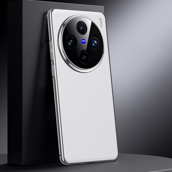 Per vivo X100s Custodia per telefono in vera pelle per PC (bianca)
