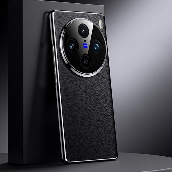 Per vivo X100 Pro Custodia per telefono in vera pelle per PC (nero)