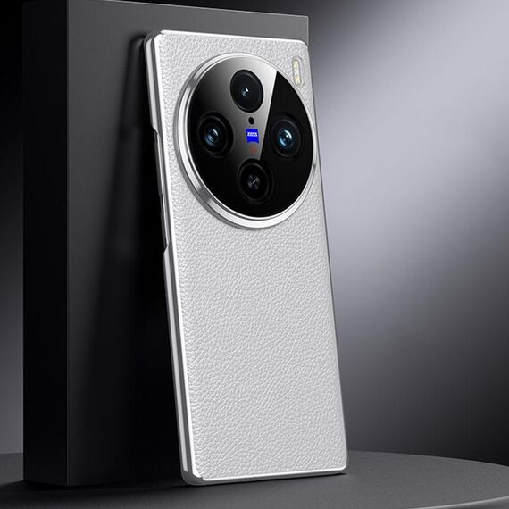 Per vivo X100 Pro Custodia per telefono in vera pelle per PC (bianca)