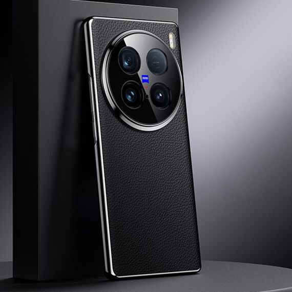 Per vivo X100 Ultra Custodia per telefono in vera pelle per PC (nero)