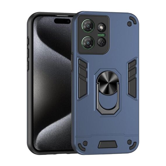 Per Motorola Moto G Power 2025 Custodia antiurto in metallo con supporto ad anello per telefono (blu)