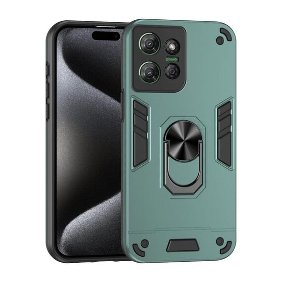 Per Motorola Moto G Power 2025 Custodia antiurto in metallo con anello per telefono (verde)