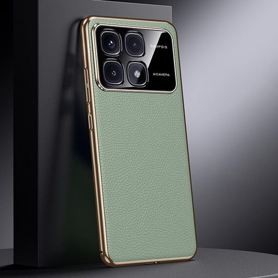 Per Redmi K70 Custodia per telefono in vera pelle per PC (verde)