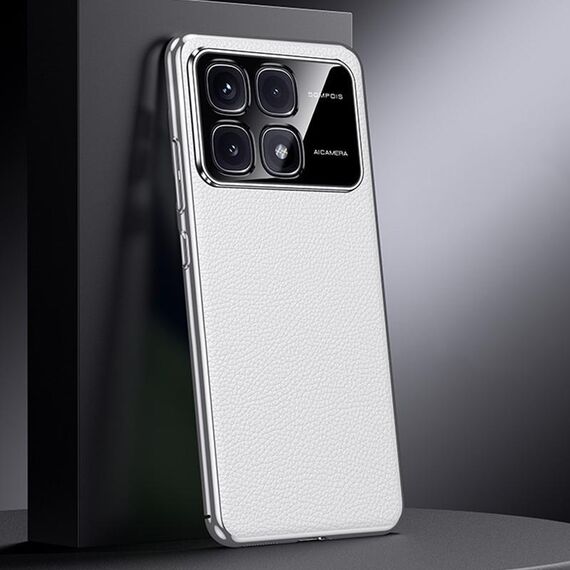 Per Redmi K70 Custodia per telefono in vera pelle per PC (bianca)