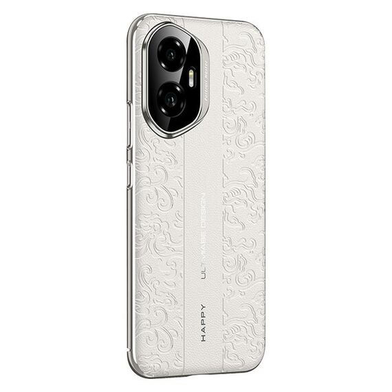Custodia per telefono cellulare in pelle liscia per Honor 300 Cloud Dragon Pattern PC (bianca)