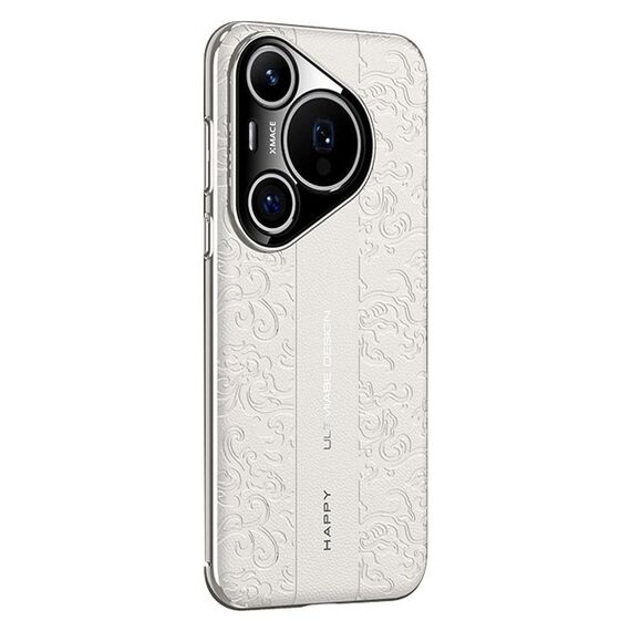 Per Huawei Pura 70 Cloud Dragon Pattern Custodia per telefono in pelle liscia per PC (bianco)