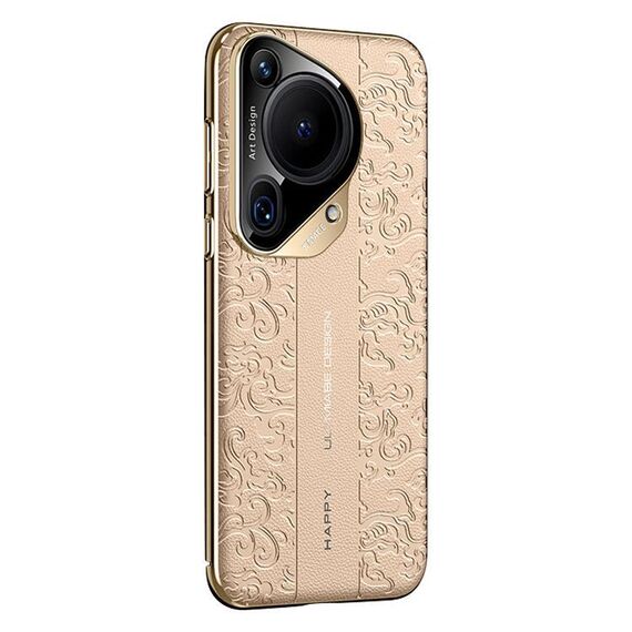 Per Huawei Pura 70 Ultra Cloud Dragon Pattern Custodia in pelle liscia per PC (oro)