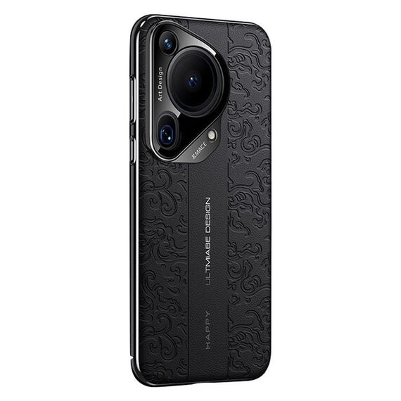 Per Huawei Pura 70 Ultra Cloud Dragon Pattern Custodia per telefono in pelle liscia per PC (nero)