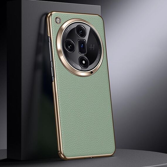 Per OPPO Find X7 Custodia per telefono in vera pelle per PC (verde)
