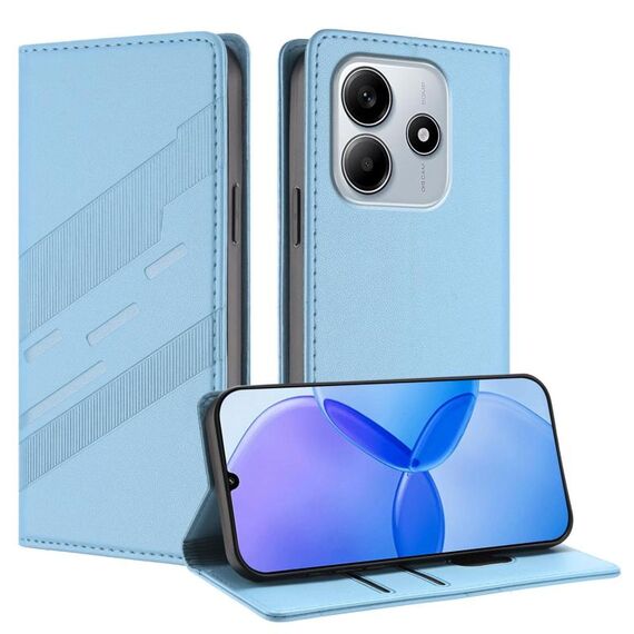 Custodia in pelle retrò con portafoglio multifunzionale in rilievo per Redmi Note 14 5G (blu chiaro)