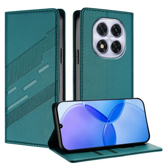 Custodia in pelle retrò con portafoglio multifunzionale in rilievo per Redmi Note 14 Pro 4G (verde scuro)