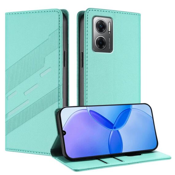 Custodia in pelle retrò con portafoglio multifunzionale in rilievo per Redmi 10 5G (verde menta)