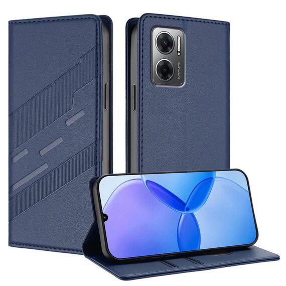 Custodia in pelle retrò con portafoglio multifunzionale in rilievo per Redmi 10 5G (blu scuro)