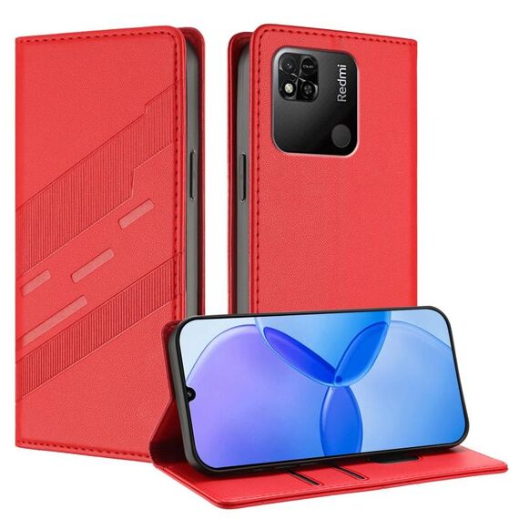Per Redmi 10A / 9C Custodia per telefono in pelle retrò con portafoglio multifunzionale in rilievo (rosso)