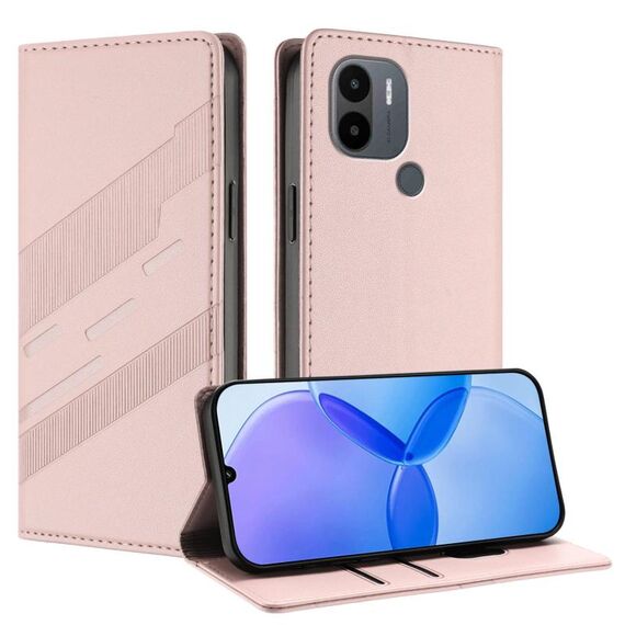 Custodia per telefono in pelle retrò con portafoglio multifunzionale in rilievo per Redmi A1+ (rosa)