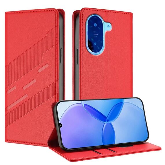 Per Redmi A5 Custodia per telefono in pelle retrò con portafoglio multifunzionale in rilievo (rosso)