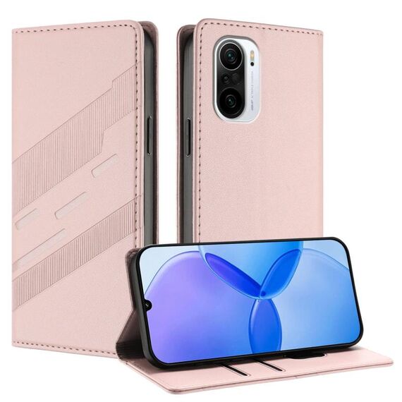 Custodia per telefono in pelle retrò con portafoglio multifunzionale in rilievo per Redmi K40 (rosa)